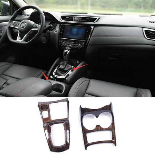2P for Nissan Rogue Sport 2017-2021 Peach Wood Grain Gear Shift Box Panel Cover