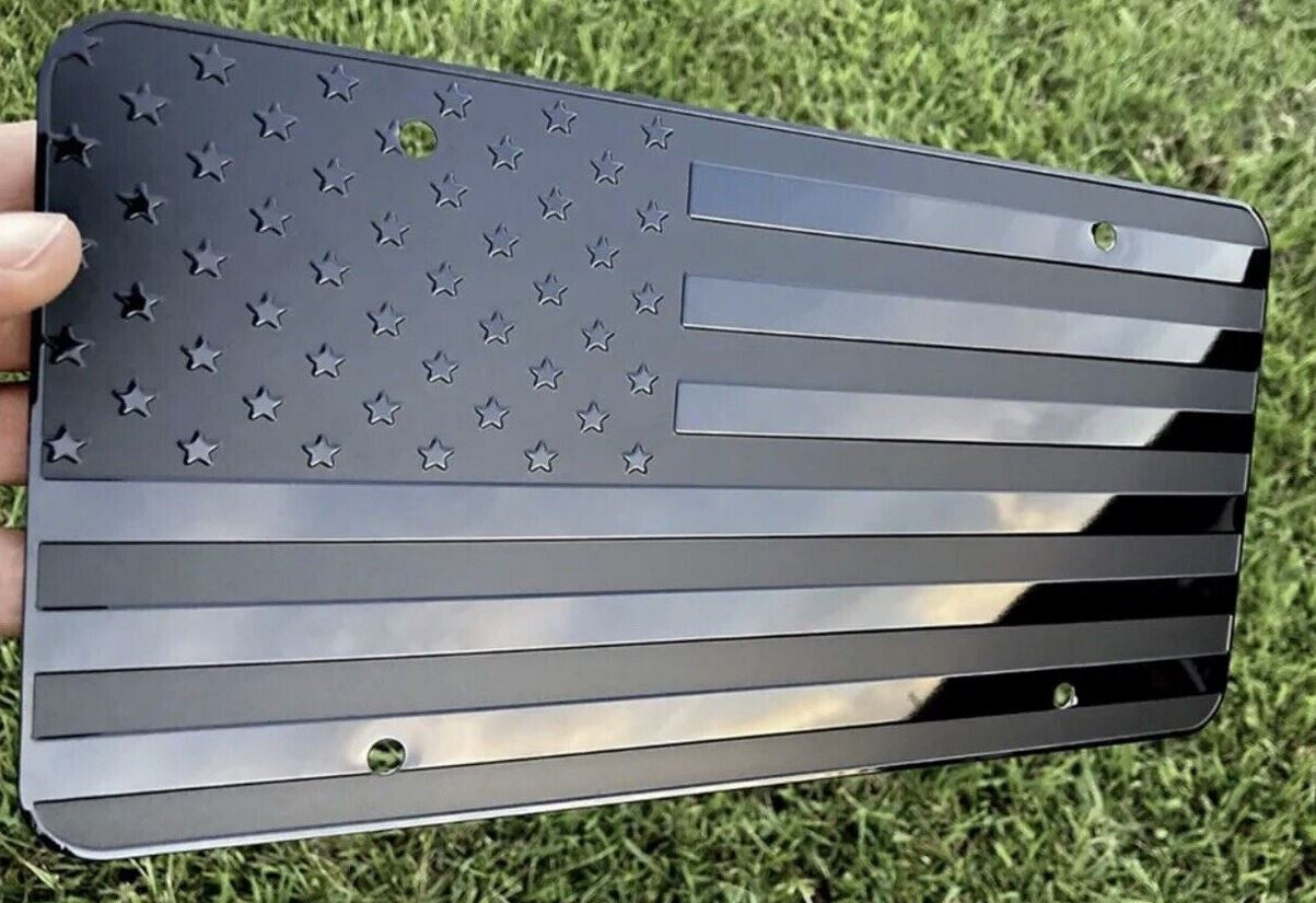 Car license plate front and rear cover, trunk boot, 12x6 black American flag, suitable for Hyundai .