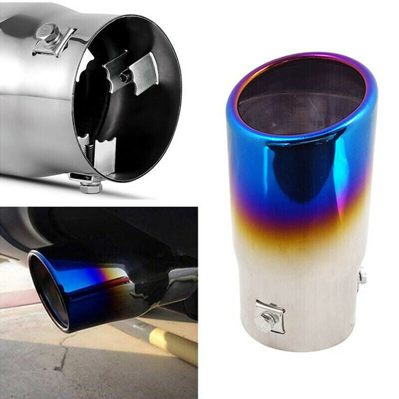 1x Car Exhaust Pipe Tip Muffler Steel Stainless Trim Tail Throat Liner Tube Blue