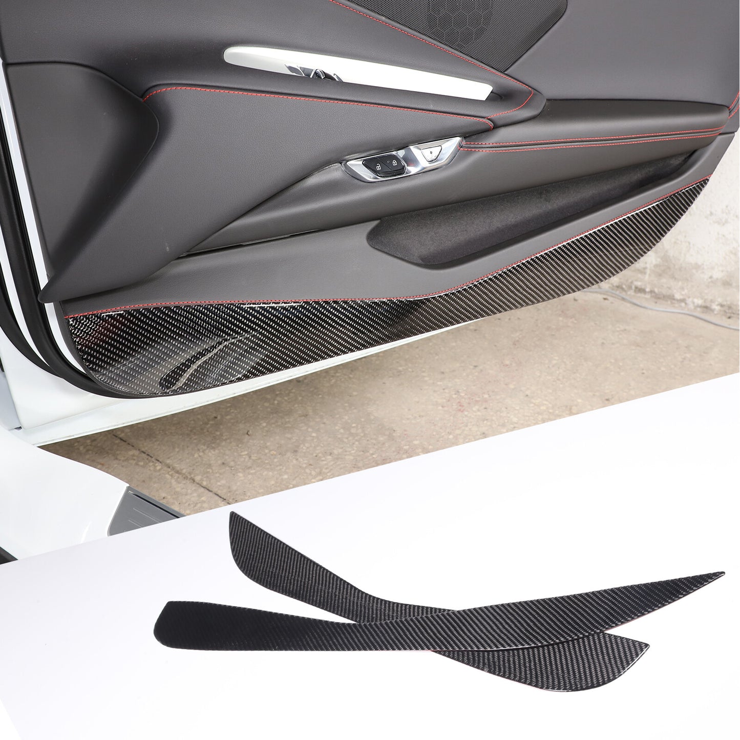 Car Door Anti Kick Panel Cover Real Carbon Fiber for Corvette C8 2020-2024