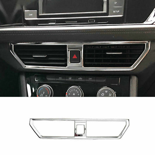 Silver Steel Central Console Outlet Vent Trim for Volkswagen for Jetta Mk7 2019-2021