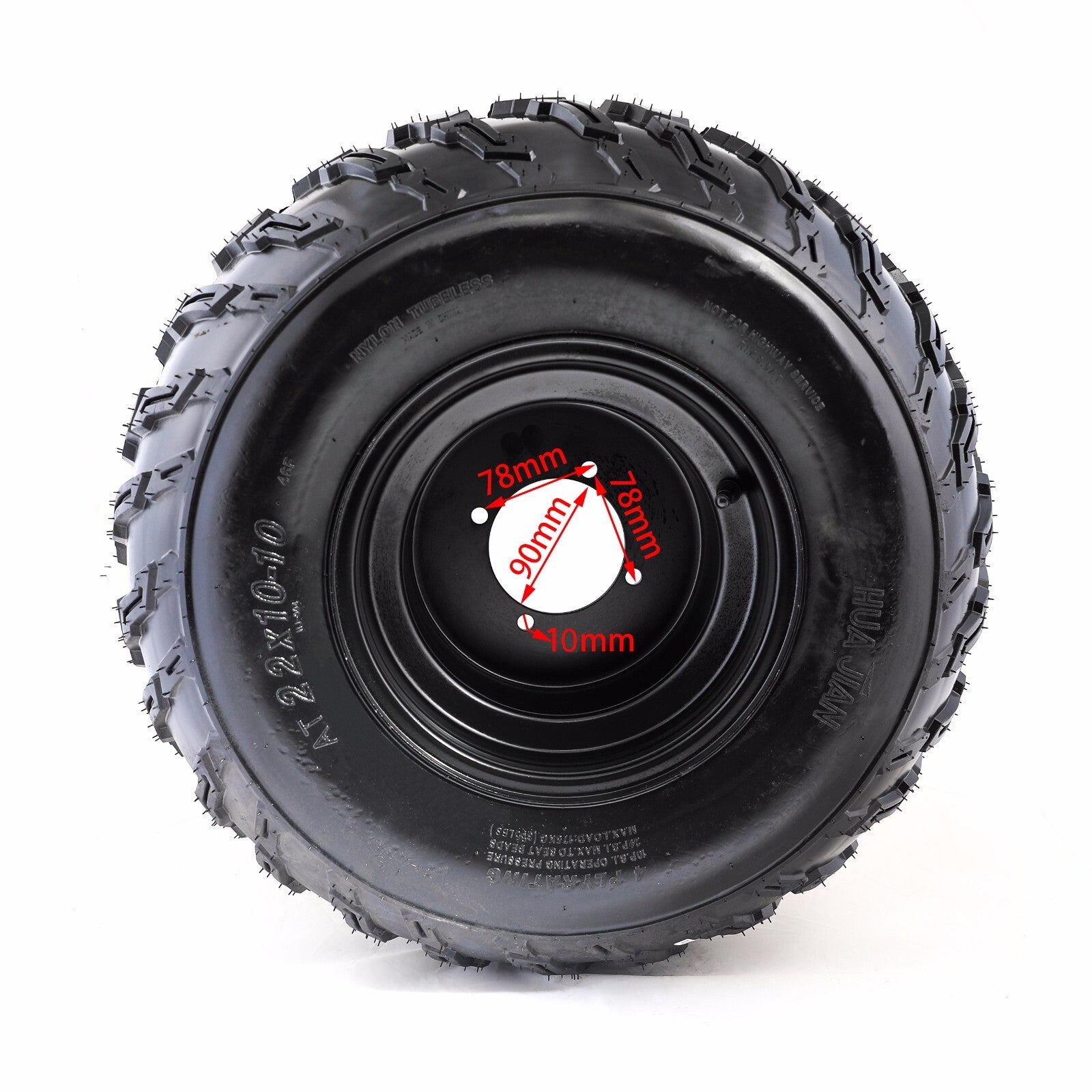 A pair of 22x10-10 tires, 4-lug rims + rear axle hub, ATV go-kart four-wheel for golf cart
