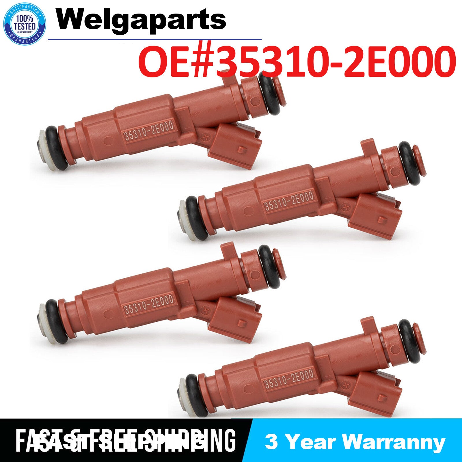 4Pcs 353102E000 Fuel Injector For 2011-2019 for Elantra for Veloster Forte Soul 1.8 2.0L