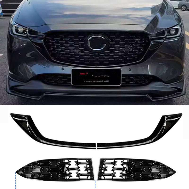 For 2022-24 for Mazda CX-5 Piano Black Front Bumper Grill Grille Strip Cover Trim 4X