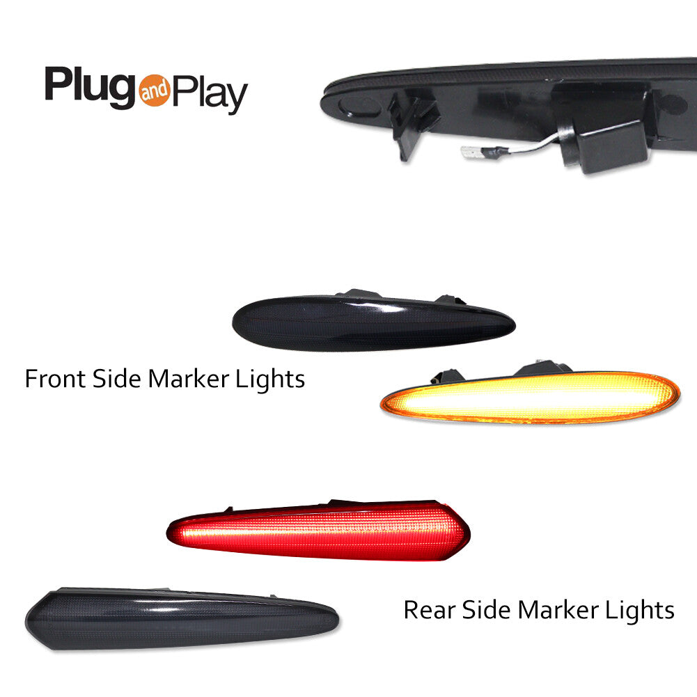 Suitable for 2000-2003 for Nissan Maxima front and rear LED side bumper markings with smoked LED lenses.