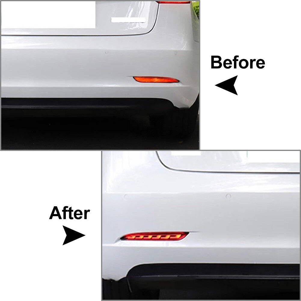 Rear Fog Lamp Brake Light Dynamic Turn Signal Reflector for Tesla Model 3 17-22