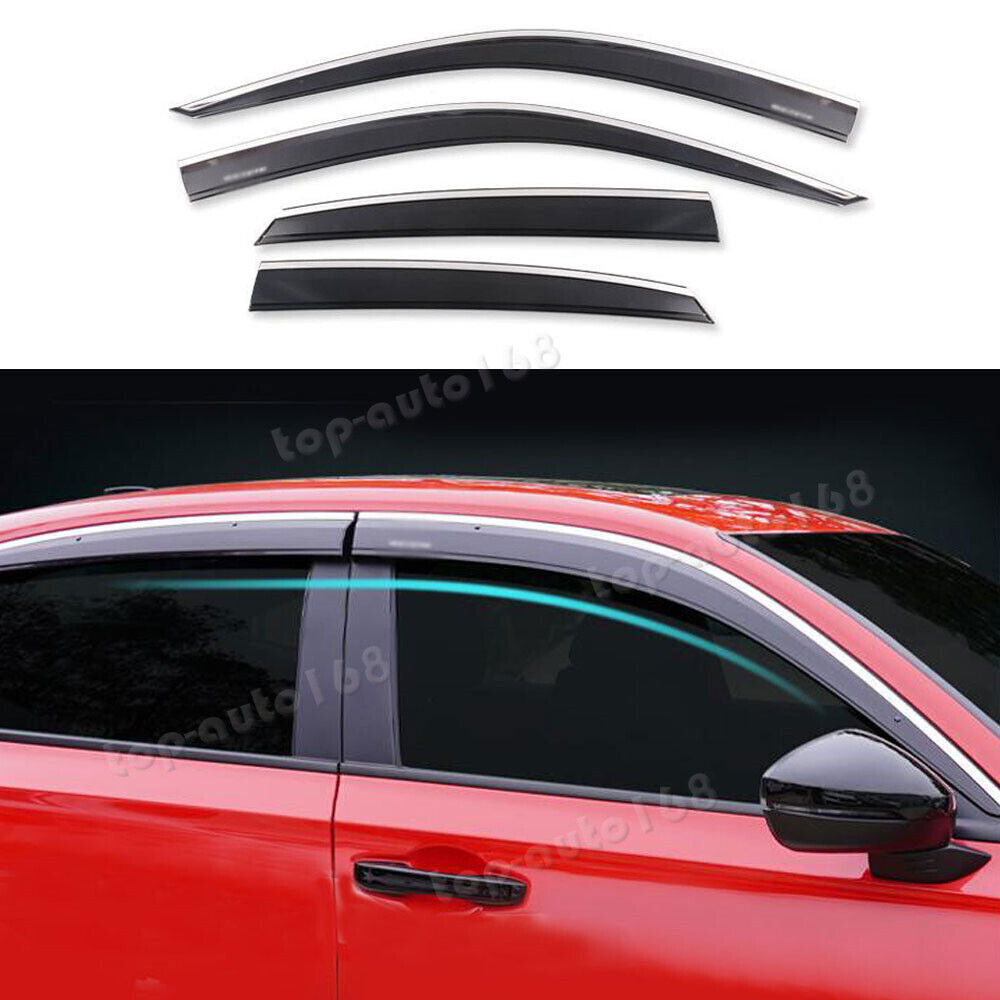 for Honda for Civic Sedan 2022-2024 Window Visors Sun Rain Guard Deflectors W/Chrome