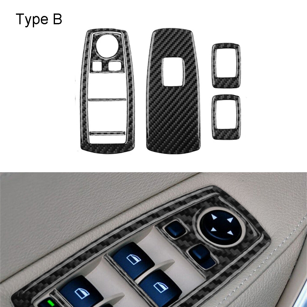 7X Carbon Fiber Power Window Switch Trim Type B for BMW X3 2004-2010