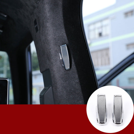 2X Cloth Hook Hanger Cover B Pillar Post 13-22 for Range Rover L405 Silver Alloy