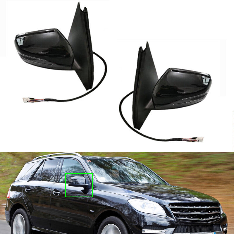 Rear View Mirror Black Pair for Mercedes-Benz W166 ML166 ML300 ML350 2012 -2015