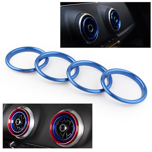 Interior Inner Blue Air Vent Outlet Decor Rings Cover Fit for Audi A3 8V 2012-2019