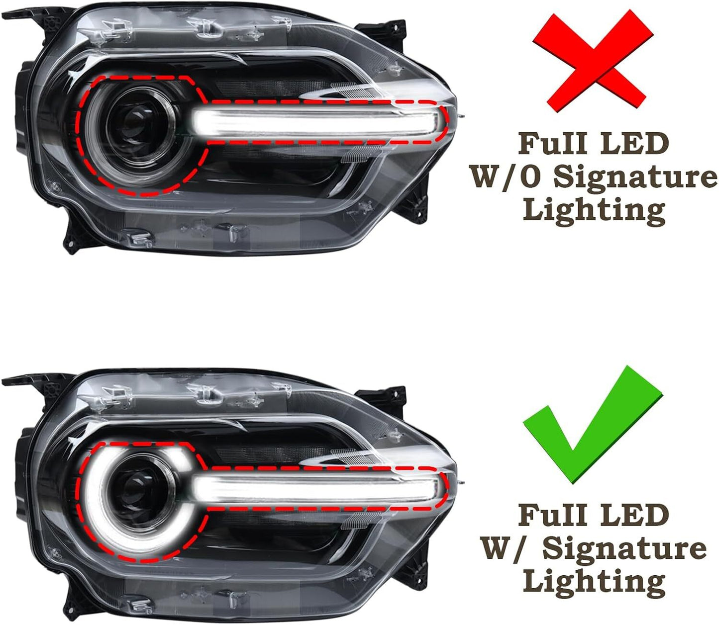 Headlights Assembly Projector Lamps Pair Set for Ford Bronco Sport 2021-2024
