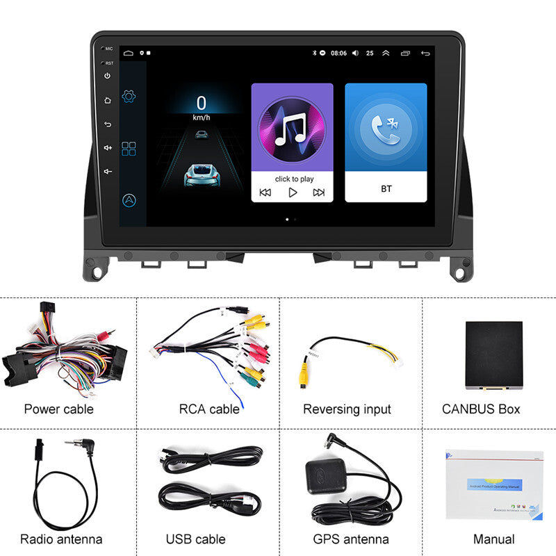 9in Car Radio Android Multimedia for Benz C Class 3 W204 07-10 GPS Navi Stereo