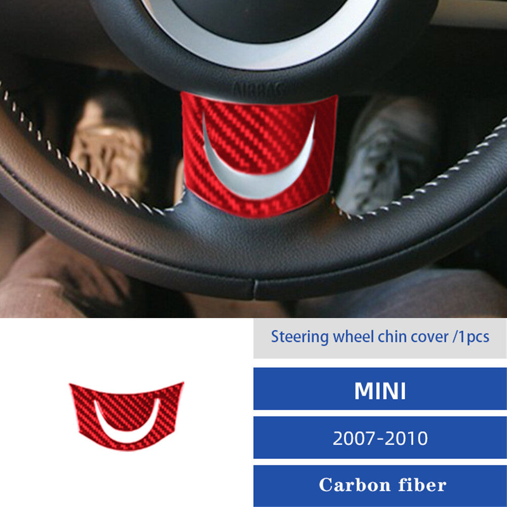Red Carbon Fiber Inner Steering Wheel Chin Trim for Mini Cooper 2007-2010