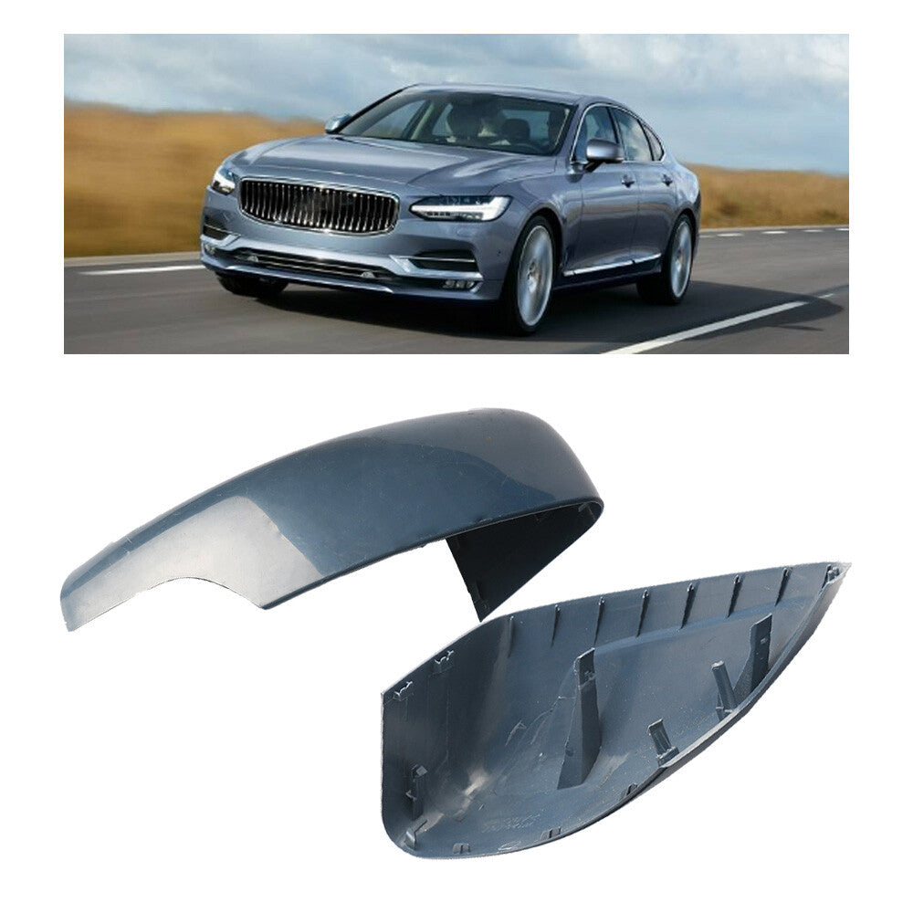 2Pcs Door Rear View Wing Mirror Cover Cap Trim Left Right For XC60 2010-2013