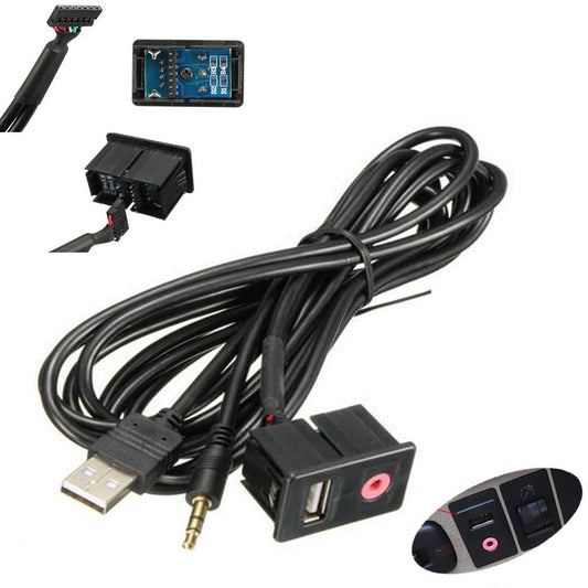 Car Headphone Jack Mounting Panel Dash Dock Input Lead Flush Mount 3.5mm AUX USB