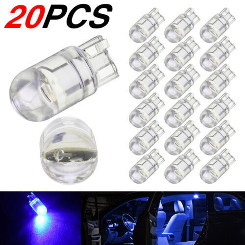 20pcs Blue T10LED COB W5W Car Interior Light Dome Readling Lamp Map Bulb 168 152