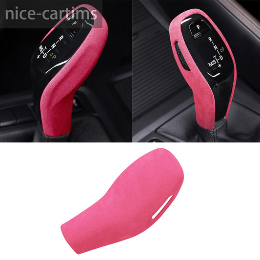 Suede Pink Interior Gear Shift Knob Cover for BMW X1 F48 X2 F47 1 Series 2020-23