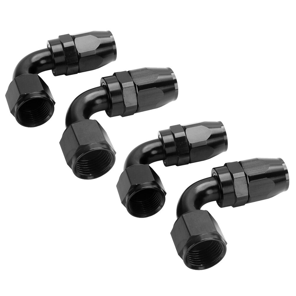 4-pack 6/8/10AN 90-degree rotating fuel hose end fittings for fuel line ends