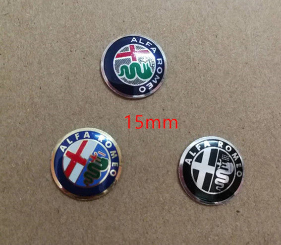 1-Piece Pack 15mm for Alfa Romeo Black Car Remote Keychain Sticker Badge Logo
