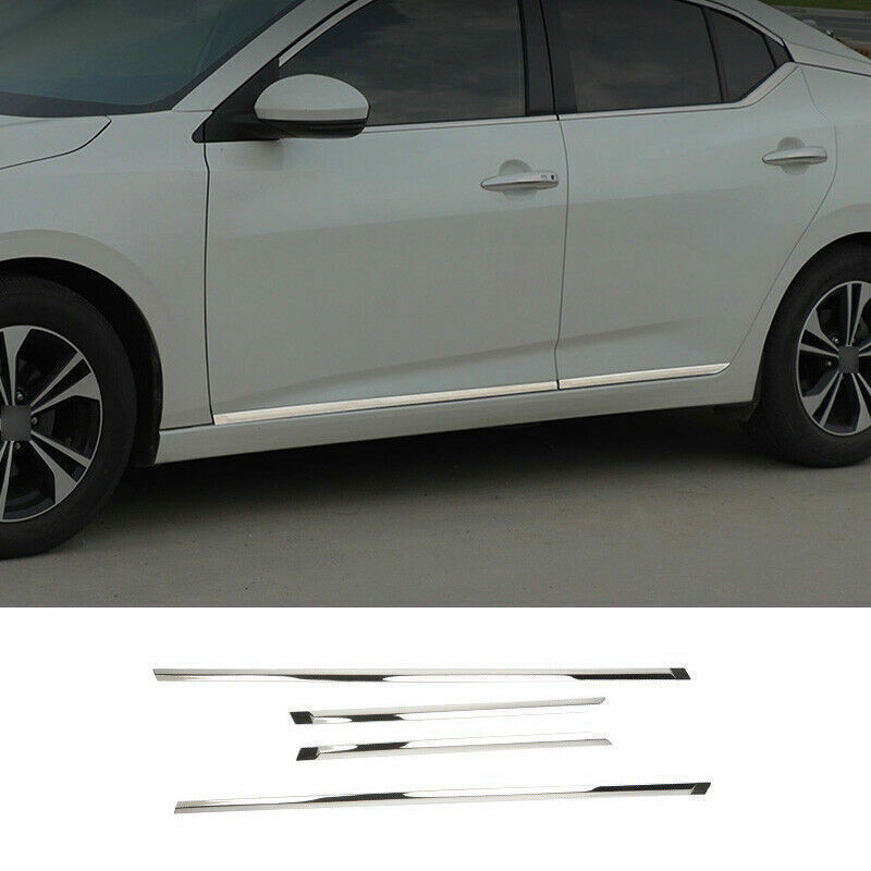 4P Chrome Steel Side Door Body Guard Molding Trim for Nissan Sentra Sylphy 20-22