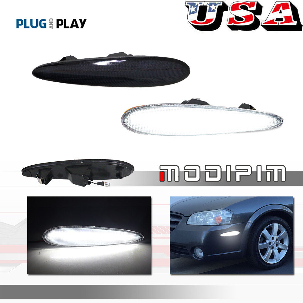Smoked lens, white LED front marker light, suitable for 2000-2003 for Nissan MXIMA