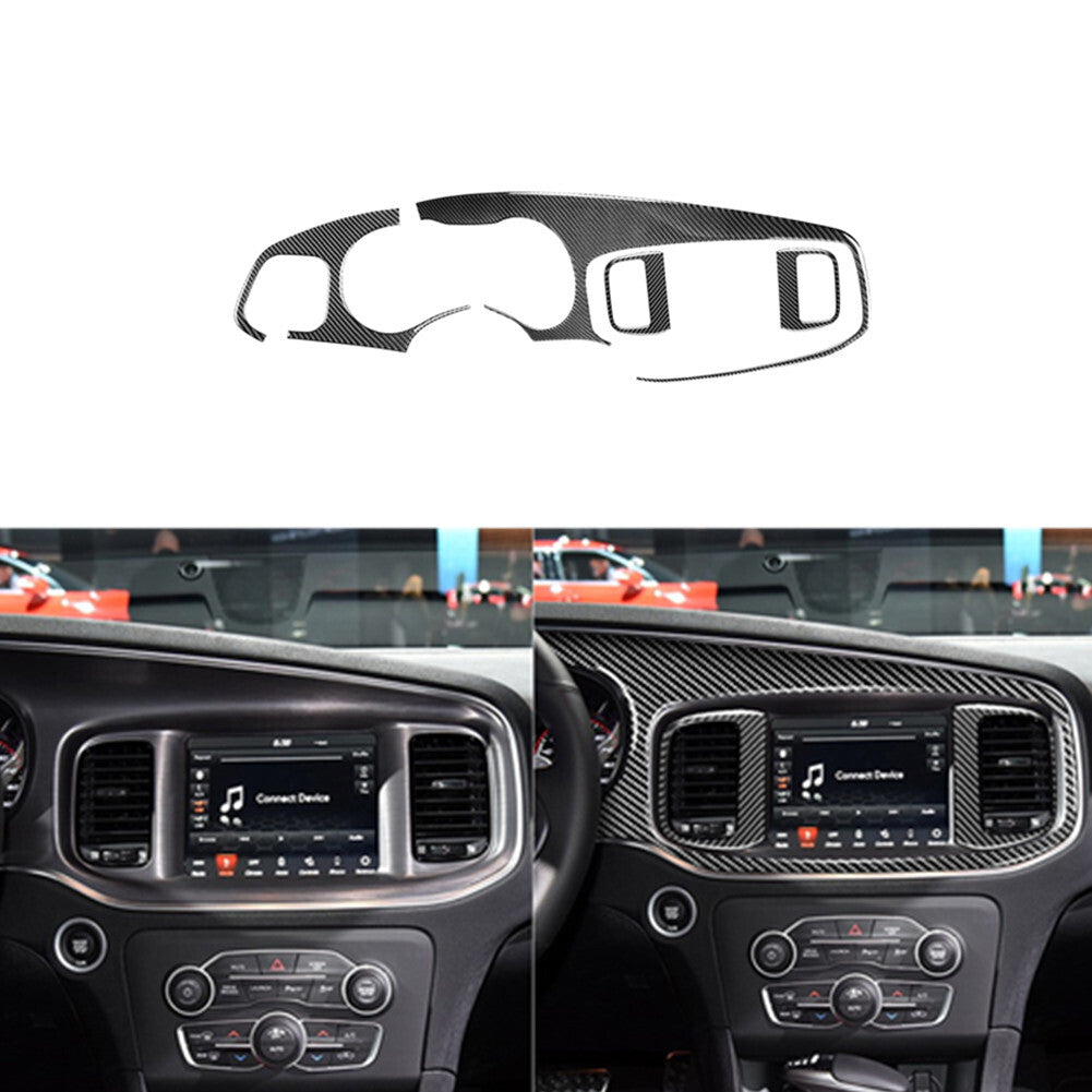 4Pcs Dashboard & Vent Trim Cover Decor Carbon Fiber for Dodge Charger 2015-2021