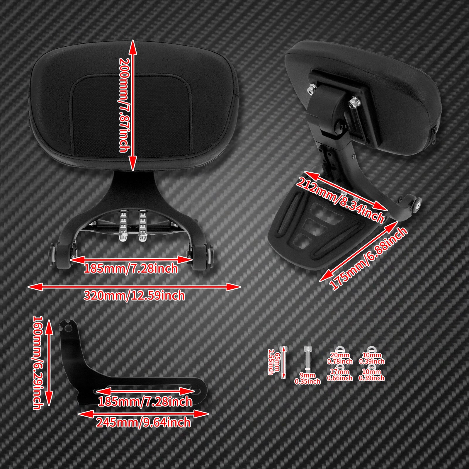 Black Multi-Purpose Driver  Passenger Backrest Fit For Fat Bob FXFB 2018-2020