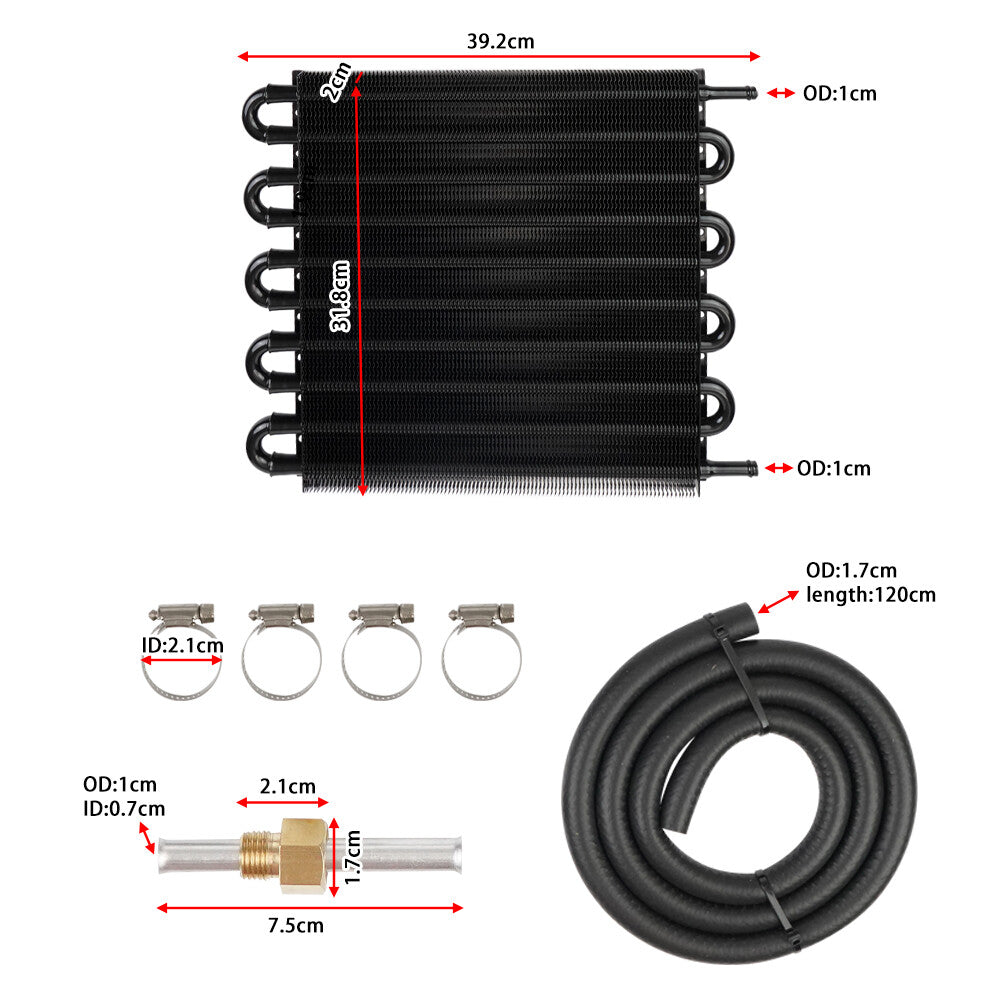 10 Pass/Rows Transmission Oil Cooler for 5/16 Inch Universal Pipe and Fin Cooler Kit