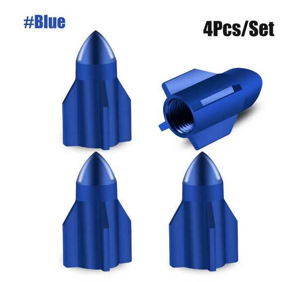 4-piece car tire valve cover rod air dust cover dice blue for Hyundai