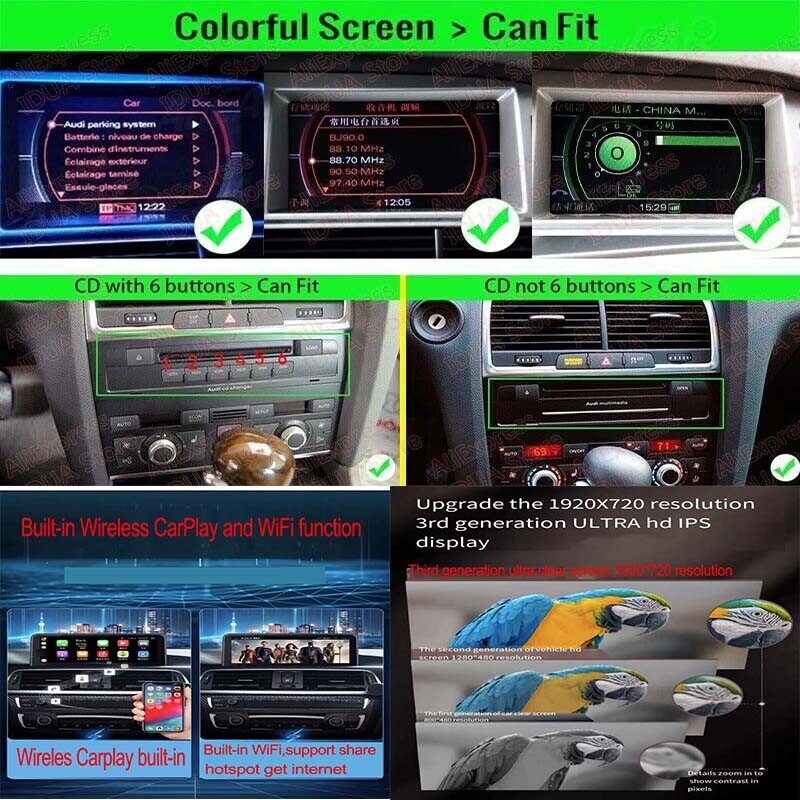 Navigation 10.25 Touchscreen for Audi Q7 4+32 4g carplay Android GPS Bluetooth