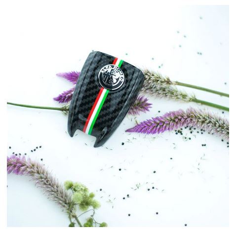 Carbon fiber black key cover for Alfa Romeo Giulia for Stelvio car keys