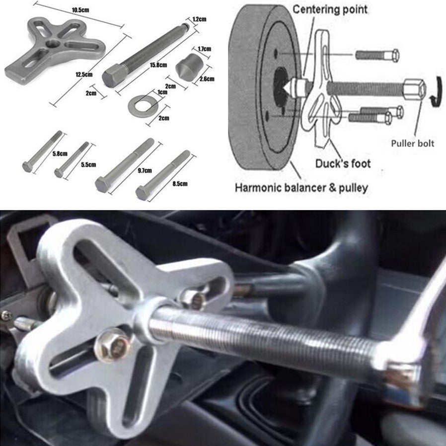 Car Harmonic Balancer Steering Wheel Puller Kit Gear Pulley Crankshaft Tool 23x