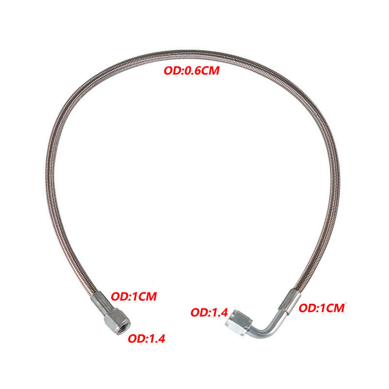 60 Turbo Oil Feed Line Stainless Braided PTFE Line 4AN 90° Straight Hose End