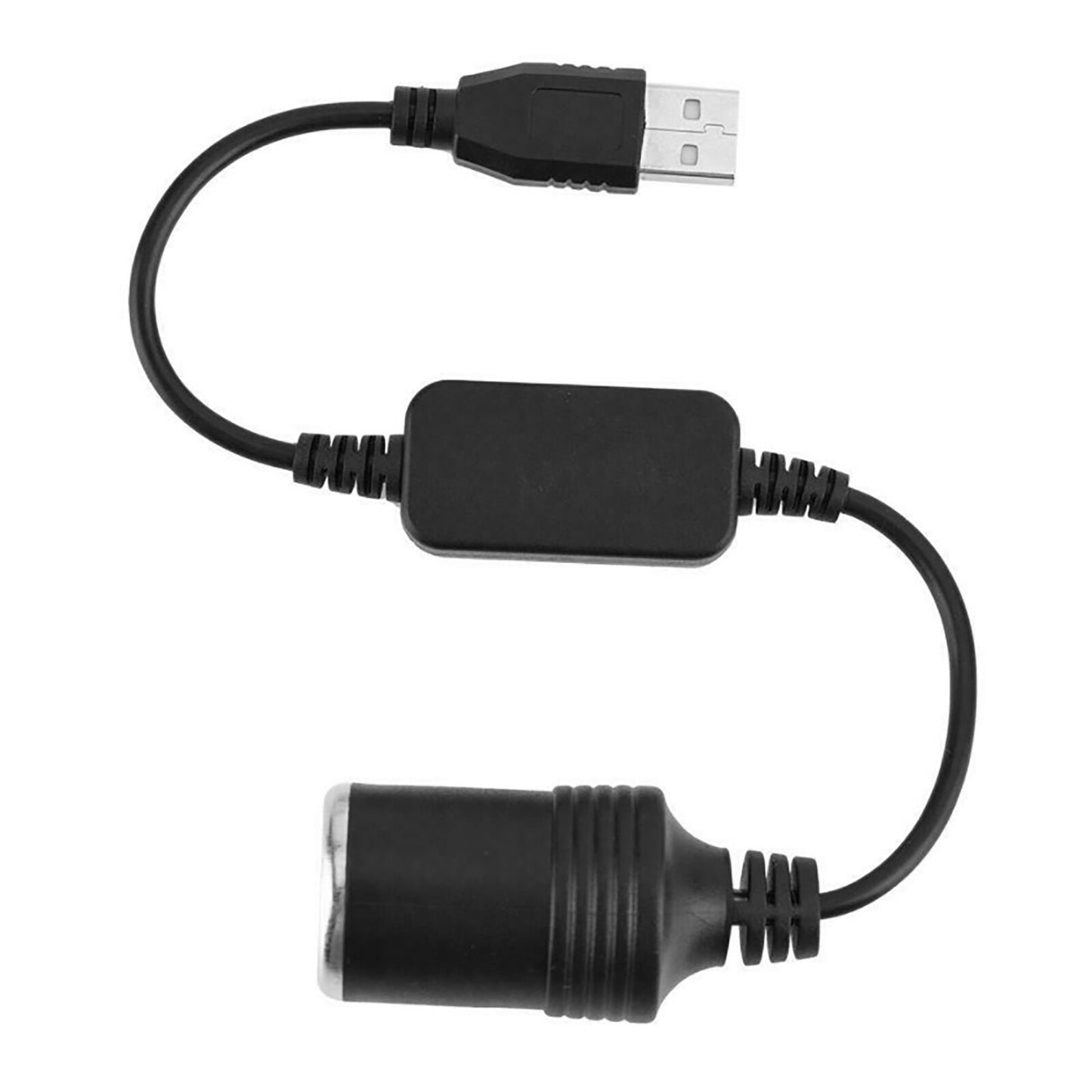 Black USB Car Voltage Conversion Line Socket Power Adapter Charger Cable Kit