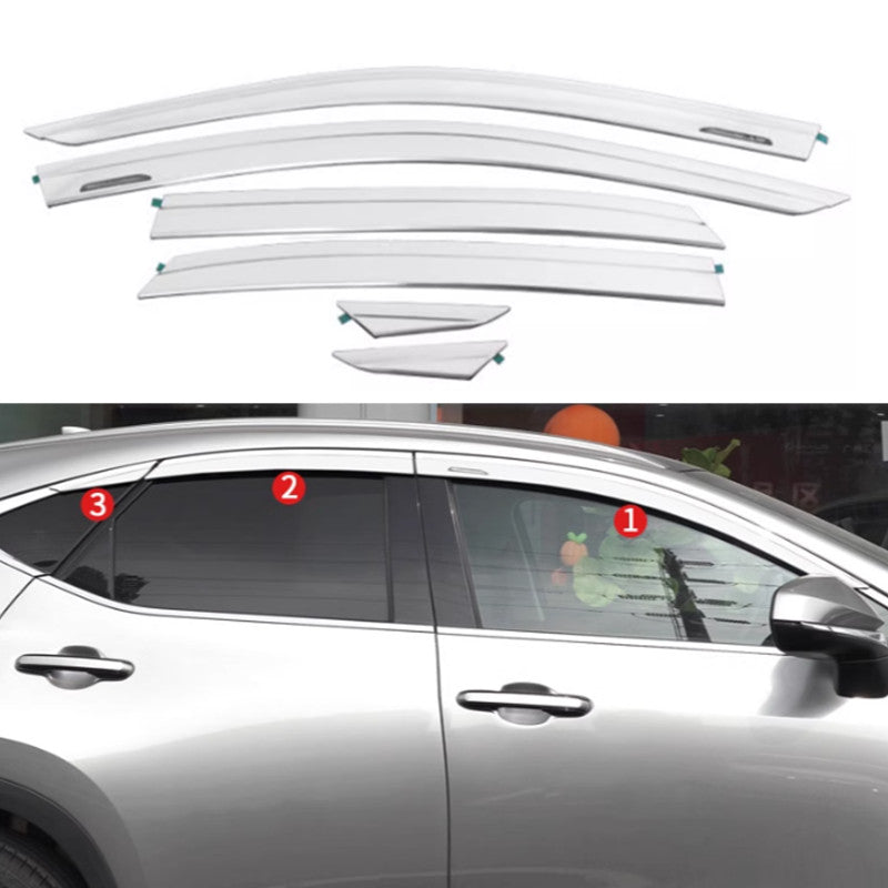 for Lexus NX250 350H 450h 2022-2024 Window Visor Vent Sun Rain Guard Chrome Trim