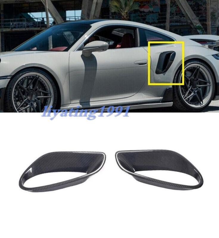 2-Piece Carbon Fiber Side Fender Ventilation Cover Trim for Porsche 911 992 2019 - 2024