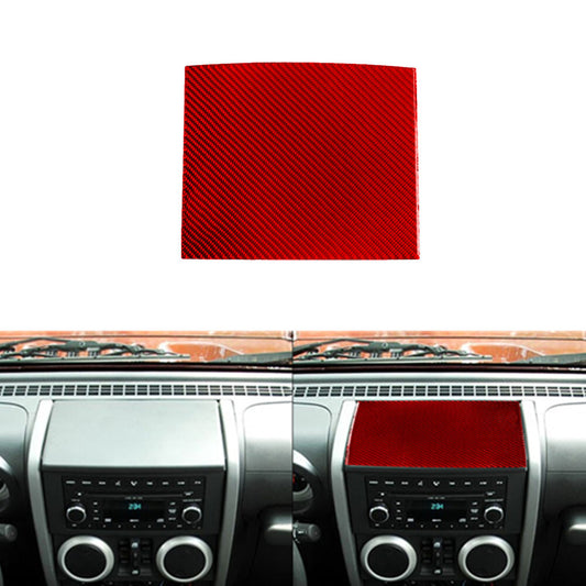 Red Carbon Fiber Above Of Center Console Cover Trim for Jeep for Wrangler 2007-2010