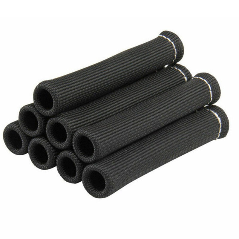8Pc Black Car Spark Plug Wire Boots Heat Shield Protector Sleeve Loom Cover
