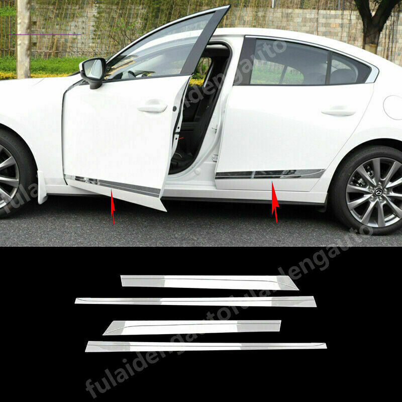 4x for Mazda 3 Axela 2019-23 Sedan Chrome ABS Side Door Body Molding Cover Trim