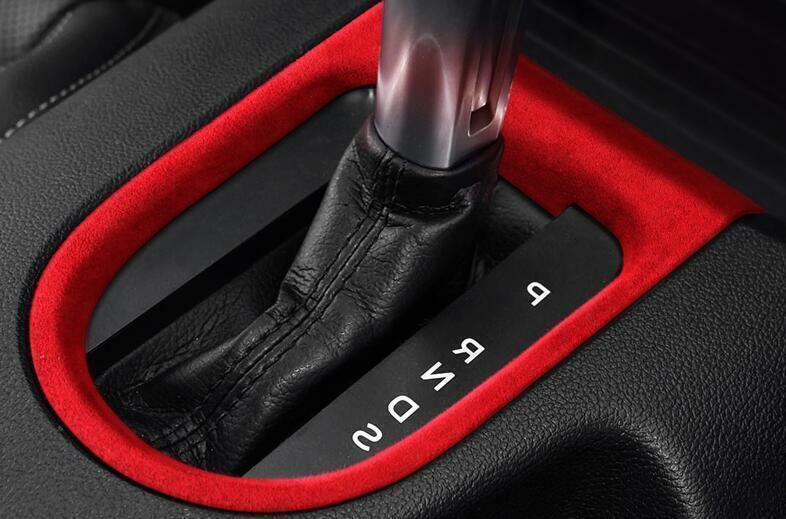 for Ford for Mustang 2015-2022 Red Suede Middle Console Gear Shift Frame Trim 1PCS
