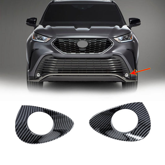 for Toyota Highlander XSE 2020-2023 Carbon Fiber Front Fog Light Cover Trim