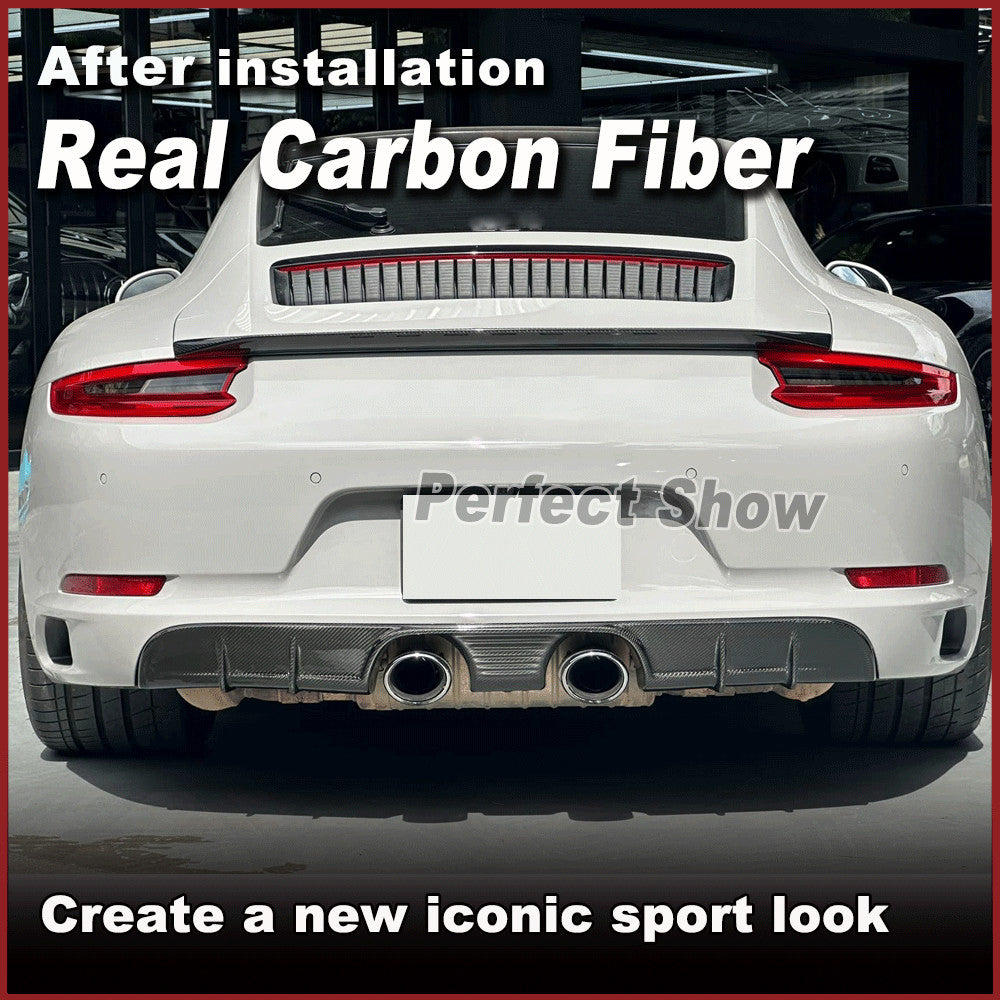 Fit for Porsche 911 991 2012-2018 REAL Carbon Rear Trunk Wing Boot Spoiler Lip