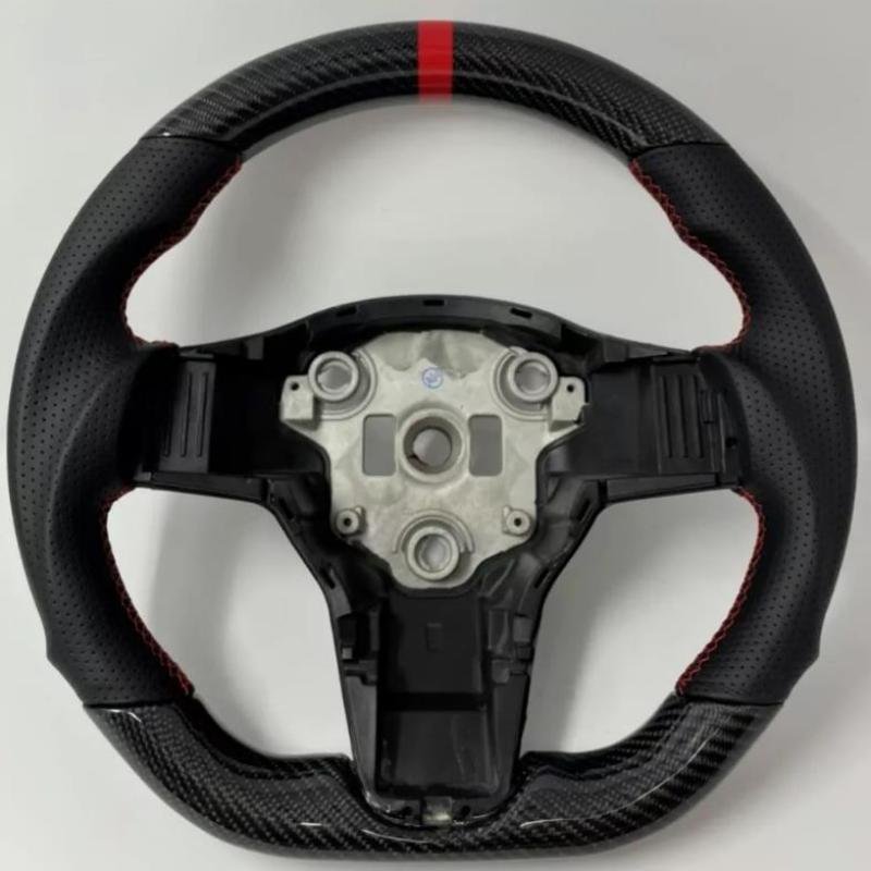 Steering Wheel Red Ring for Tesla for Model 3 Y 2020 2021 2022 2023 Carbon Fiber