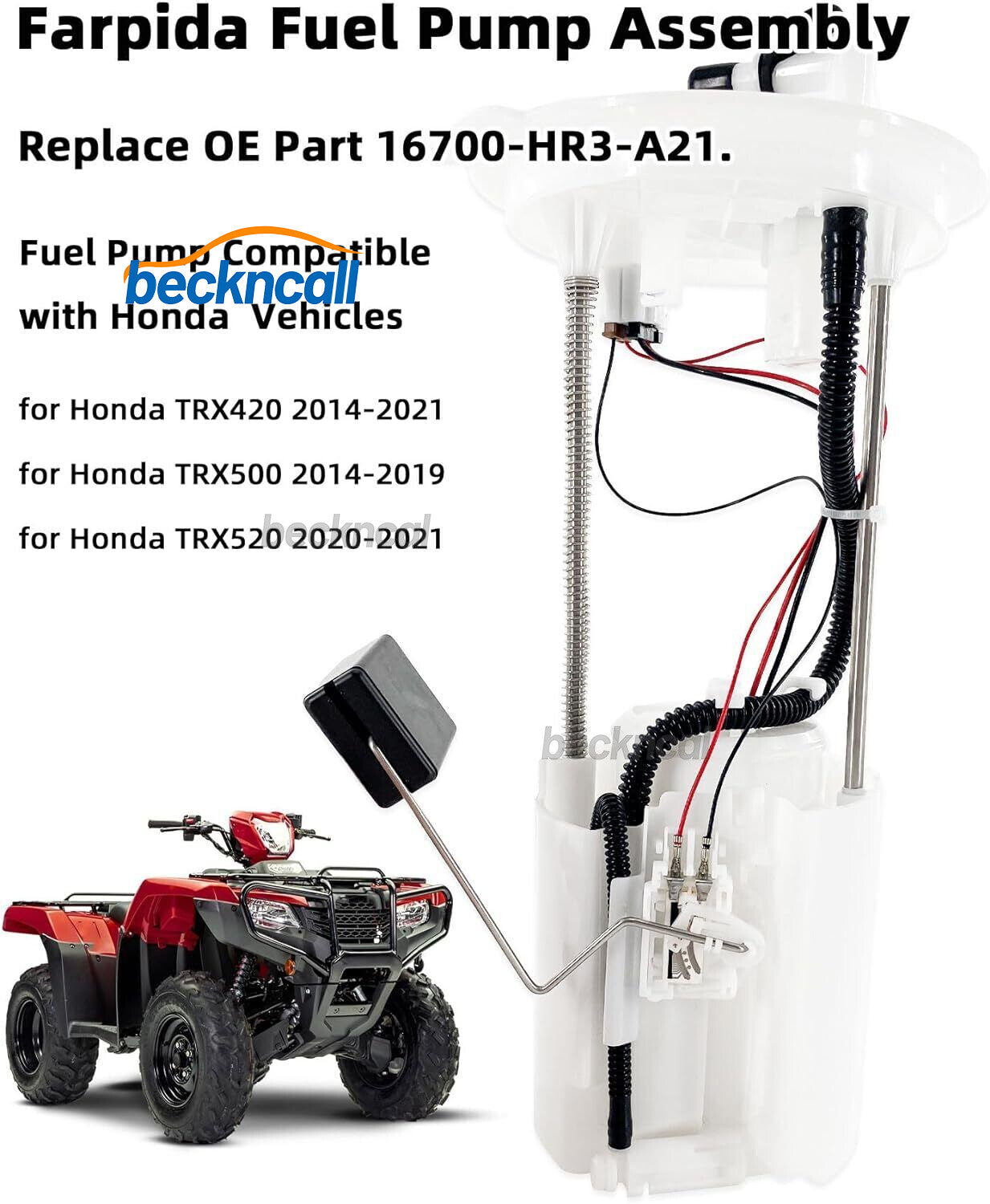 for Honda 14-21 TRX420 14-19 TRX500 20-21 TRX520 Fuel Pump 16700-HR3-A21 New