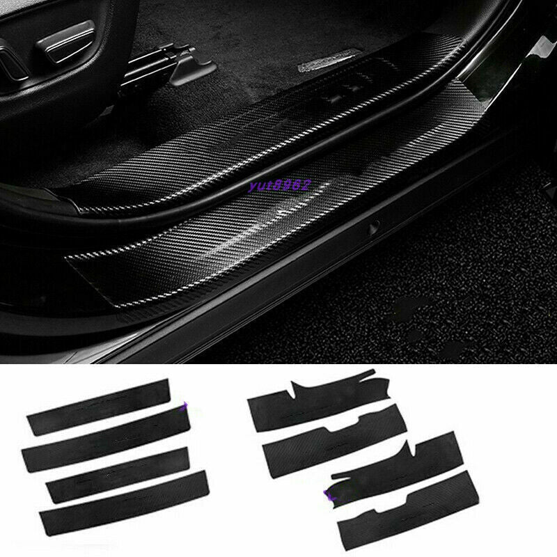 for Toyota Highlander 2020-23 Carbon fiber PU Welcome Pedal Door Sill Scuff Trim