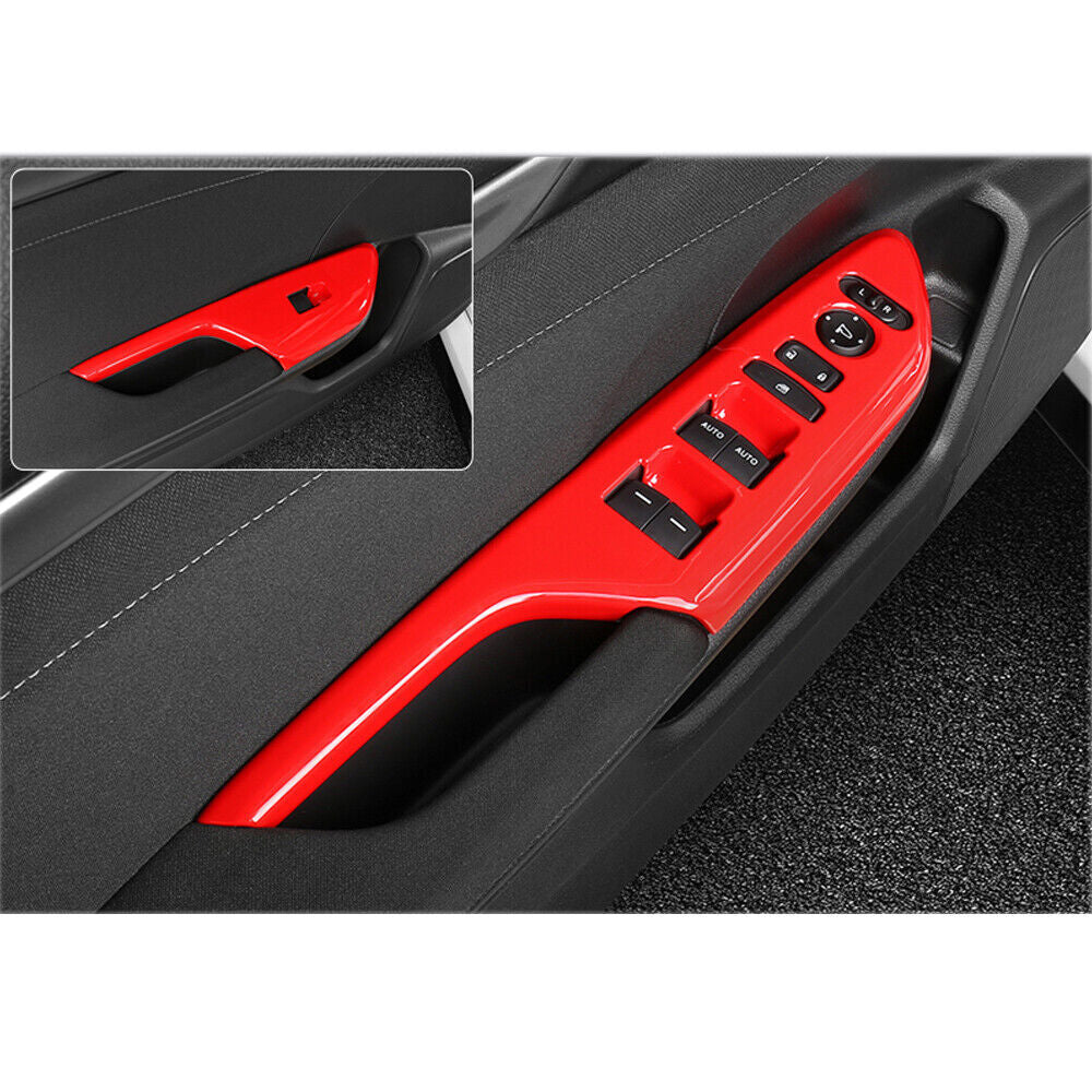 Glass Window Lifting Lock Panel Trim for Honda for Civic 10th 2016-2021 Bright Red