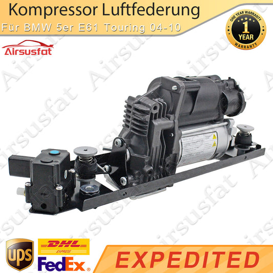 for BMW 5 Series E61 Touring 04-10 air suspension compressor with bracket + valve block