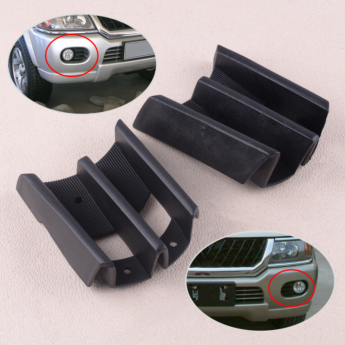 Pair Front Fog Light Lamp Grille Fit for Mitsubishi Montero Pajero Shogun Sport