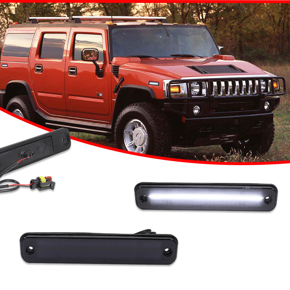 Two-pack of white LED side marker lights for front-facing smoke lenses, suitable for 2003-2009 for Hummer H2s.
